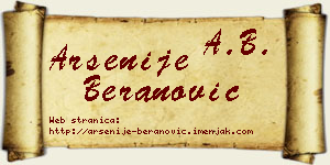 Arsenije Beranović vizit kartica